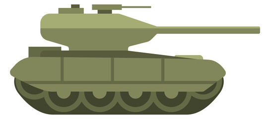 Obraz premium Green tank. Tracked armored vehicle color icon