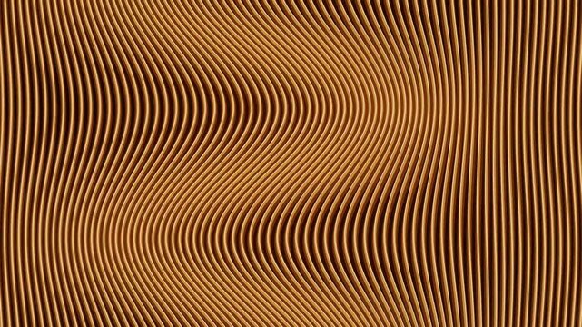 Abstract 3D elegant golden vertical wavy lines flowing continuously