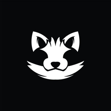A minimalist, retro-vintage style monochrome vector design featuring a sharp, dynamic illustration of a fox's head against a black background.