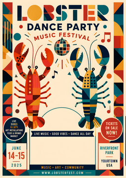 Professional Invitation Background Minimal Luxury Template dace party lobster.