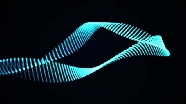 A captivating abstract digital artwork featuring a vibrant flowing blue light wave on a dark background