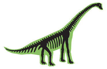Diplodocus skeleton icon. Colorful prehistoric animal design © ONYXprj
