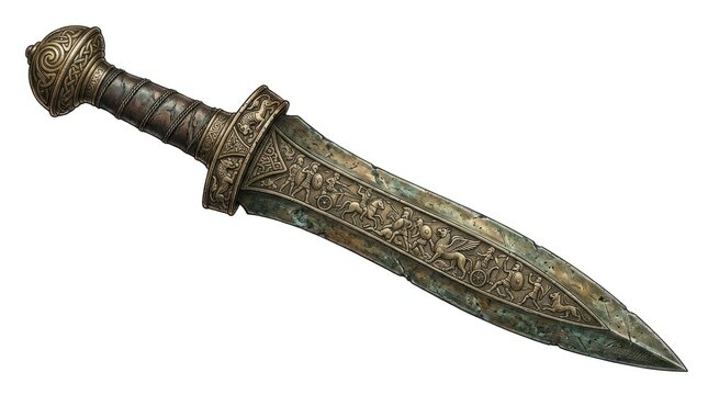 Ancient decorative metal sword weapon artifact