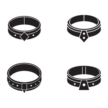dog collars with different buckle designs on white background  pet accessories  collar styles