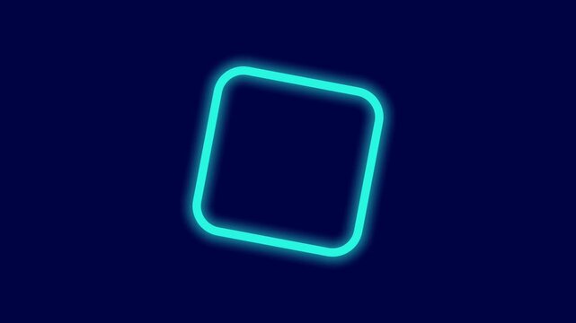 Animated glowing cyan neon rounded square frame with spinning and bounce motion effect overlay for social media content video post