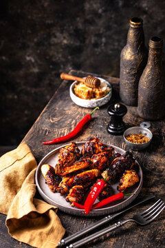 Hot honey fried chicken in sweet chili sauce