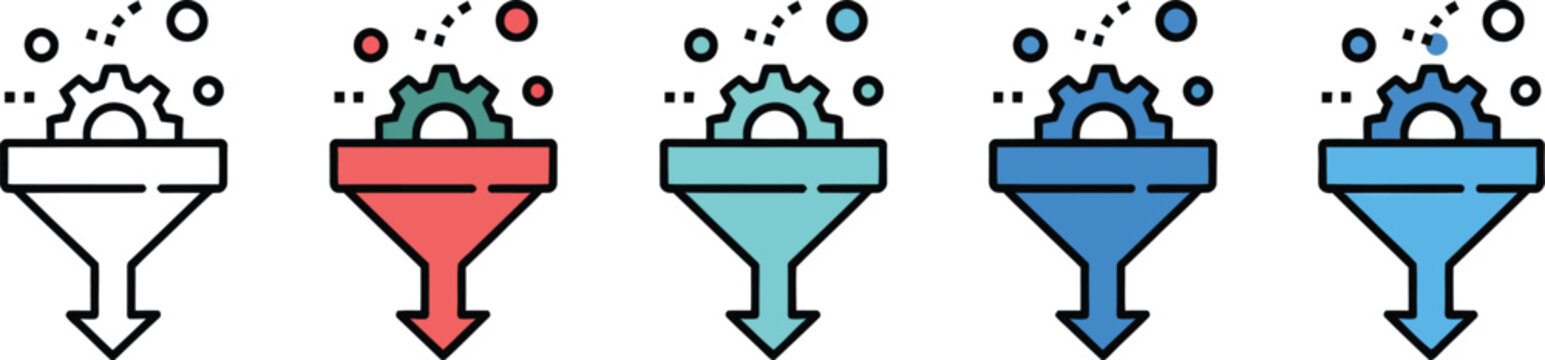 Workflow bottleneck icon design featuring multiple business process styles, productivity management symbols, operational efficiency, task flow, and workplace optimization concepts.