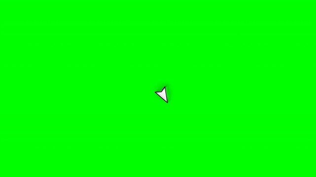 animated mouse cursor pointing arrow icon moving on green screen background for video editing interface