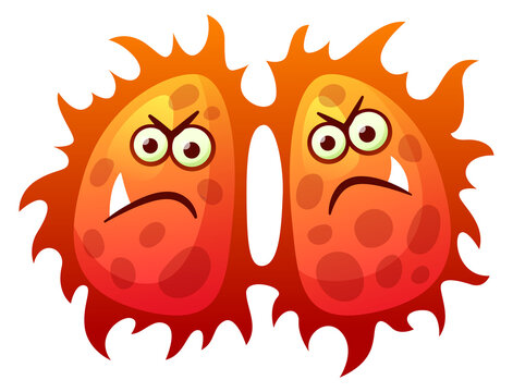 Evil bacteria characters. Comic angry face germs