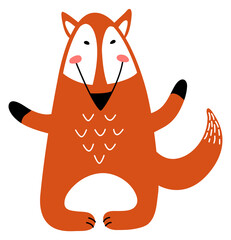 Fototapeta premium Cute fox. Scandinavian style animal. Smiling character