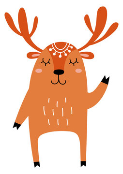 Cute deer character. Scandinavian nordic style mascot