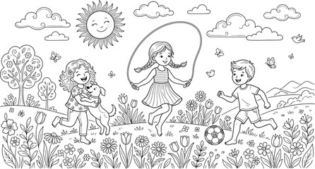 Fototapeta premium coloring page of children