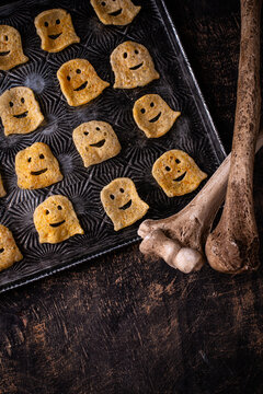 Spooky Halloween crispy chips in shape of ghost