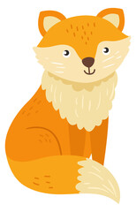 Fototapeta premium Cute fox character. Adorable forest animal sitting