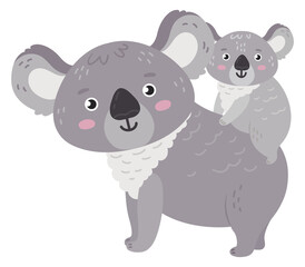 Obraz premium Cute mother koala with baby. Jungle australian bear