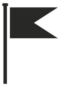 Black flag icon. Flagpole symbol. Location pointer