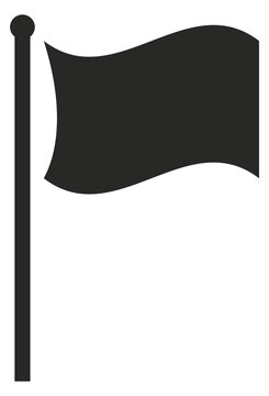 Flagpole with waving flag black icon. Destination pointer