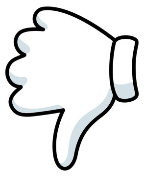 Thumb down gesture. White glove comic hand