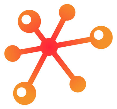 Connected chemistry colorful icon. Molecule cell logo