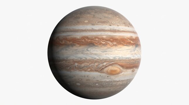 planet jupiter with its iconic colorful gas clouds and storms