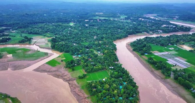 Drone View of Alikadam Hills During Monsoon Season, Bangladesh