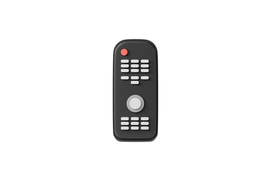 3d remote control icon. television control concept. minimal cartoon tv remote with buttons for home entertainment. isolated on white transparent background. 3d render.