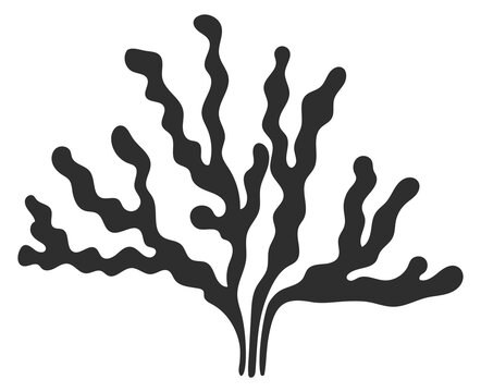 Underwater algae black silhouette. Seaweed plant icon