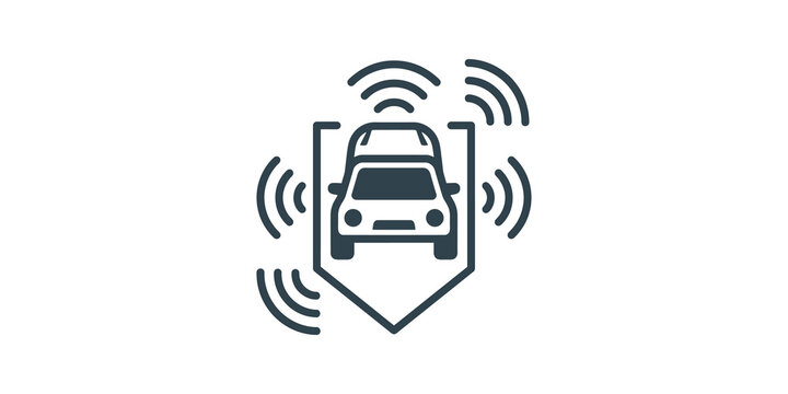 Autonomous car sensor icon blue gray graphic for self driving technology.