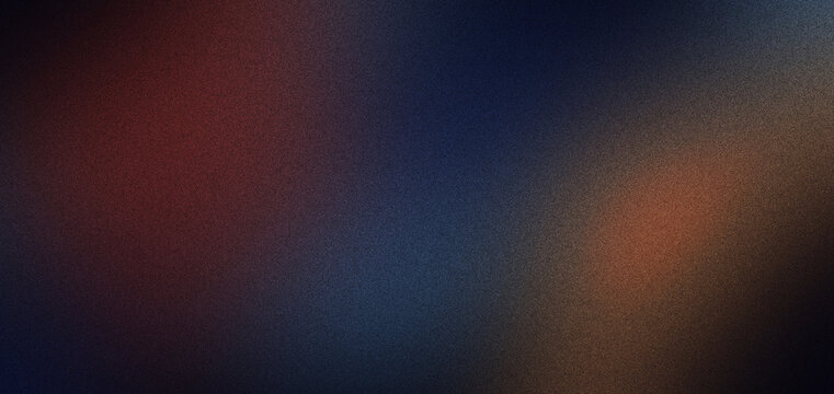 Abstract blurred background with dark blue, red, and orange color gradient, soft grain texture, atmospheric lighting, and spacious copy area for creative design