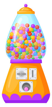 Gumball machine cartoon icon. Sweet colorful gum dispenser