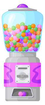 Dispenser machine with colorful gum balls. Bubblegum candy