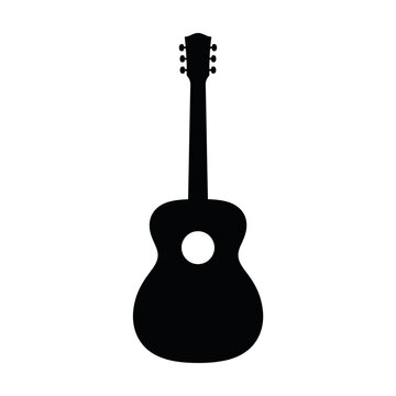 Simple black silhouette acoustic guitar icon Vector