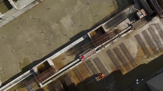 Aerial Video of Tower Construction with Modern Cranes