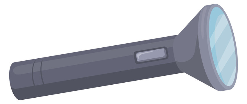 Electric torch lamp. Pocket flashlight cartoon icon