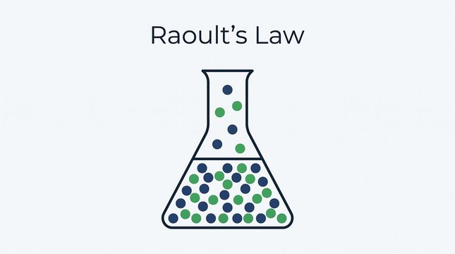 Raoult law vector diagram depicting vapor pressure of solution components in chemistry flask