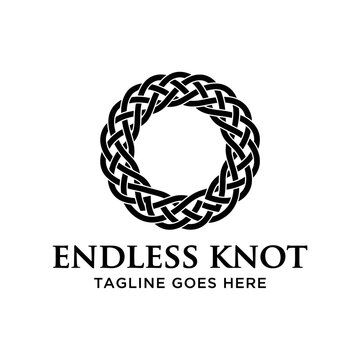Circular celtic endless knot logo design.
