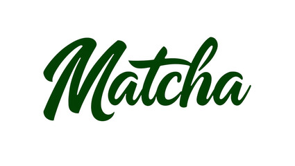 Dark green Matcha text logo, isolated on transparent background © Adrian