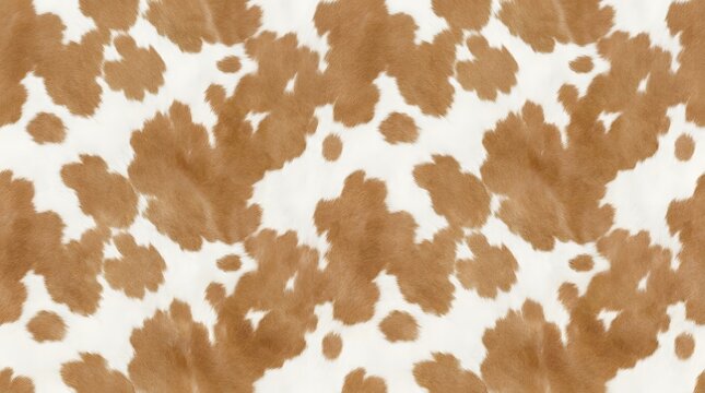 brown cow print seamless pattern with white background and animal hide fur texture for fashion fabric and modern textile design background