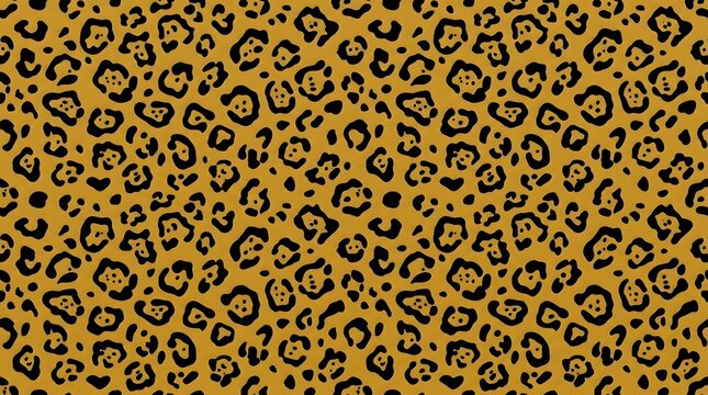 Seamless leopard print pattern in warm golden brown and black with classic animal fur texture for stylish fashion textile and modern background design