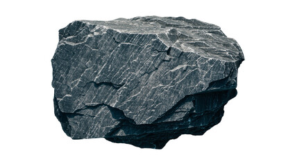 Rough dark gray stone with layered texture, isolated on transparent background © Florin