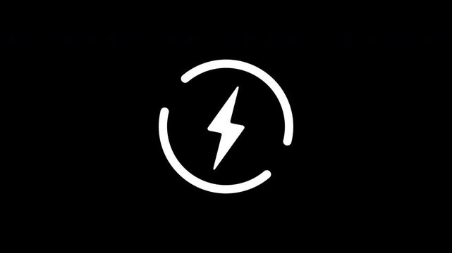 Electric Energy Circle Power Icon Animated Vector Graphic on Black Background