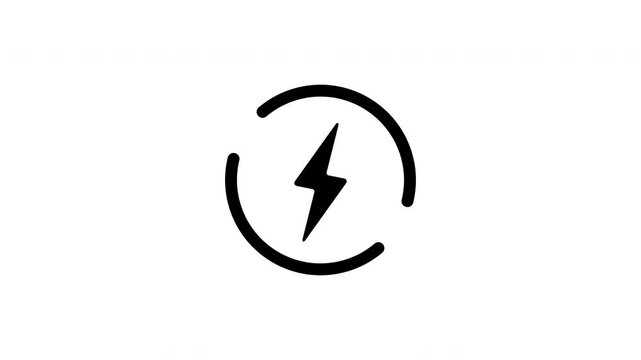 Electric Energy Circle Power Icon Animated Vector Graphic on White Background