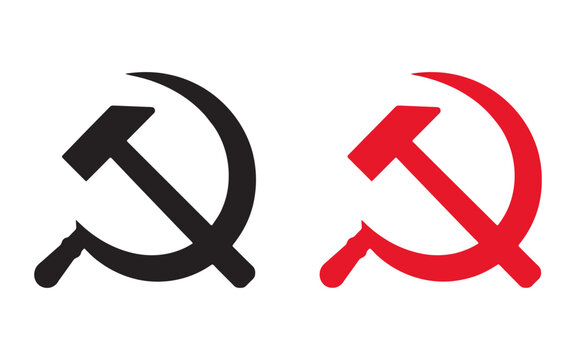 Hammer and sickle icon set for communist symbol vector