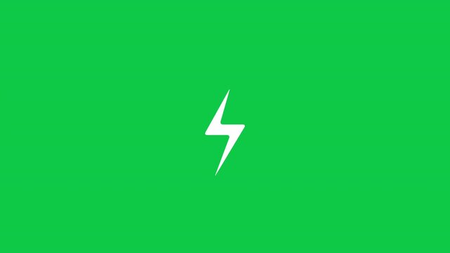 Lightning Bolt Energy Power Symbol Animated Vector Graphic on Green Screen