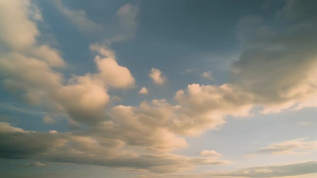 A triptych of a cloudy sky with warm lighting.