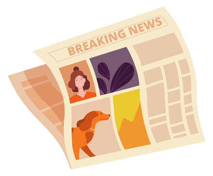 Newspaper with breaking news cartoon icon. Daily press