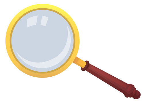 Magnifying glass cartoon icon. Retro optical tool