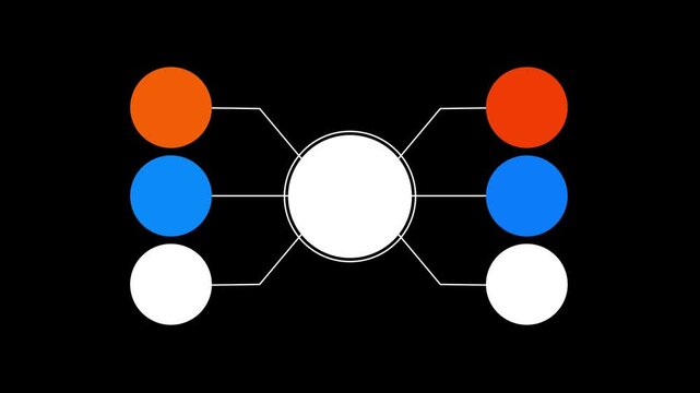 Circle diagram flow chart, seven circle.(included alpha)animated video of 5 and 7 steps business infographics multicolor circle shape for workflow, presentation, 4k animation