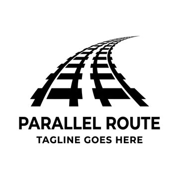 Curving railroad tracks perspective logo for Parallel Route.