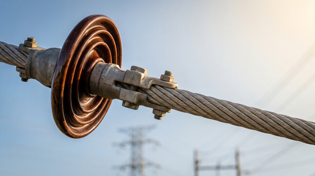Industrial ceramic insulator connected to high-voltage conductor cable